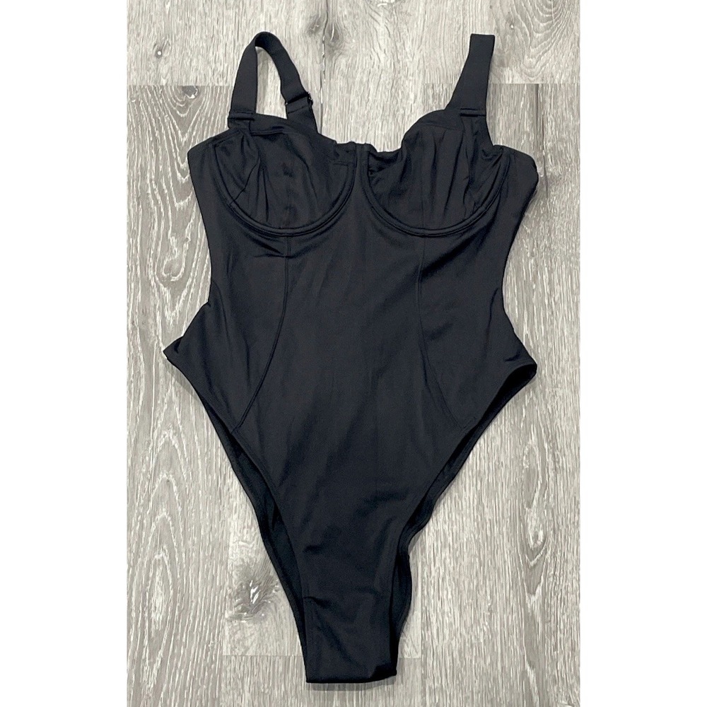 NWT TA3 Hi Cut Lifty Black Corset Contour Swimsuit Women's L Reg/ Long BC Cup